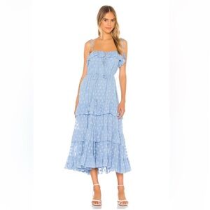 Karina Grimaldi Lori Revolve Summer Blue Tiered Ruffle Midi Sundress X-Small